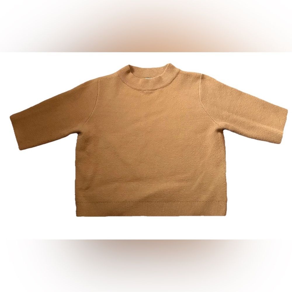 Princess Polly L/XL Cropped Short sleeved sweater camel spring